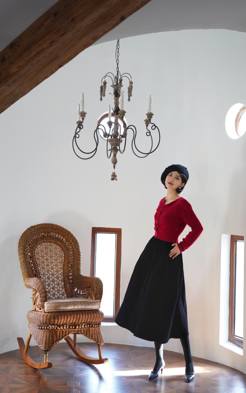 黒の淑女ベルベットアンブレラスカート