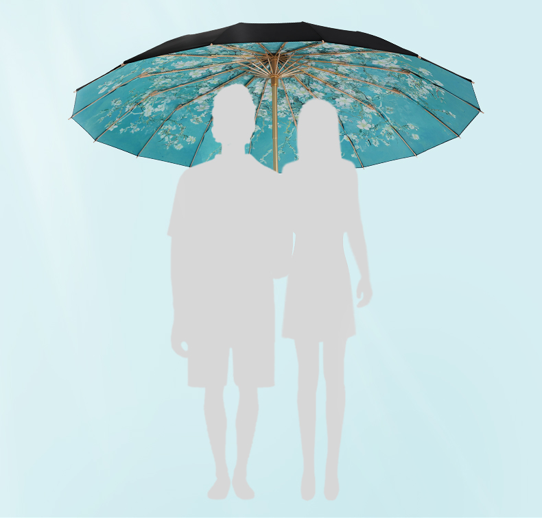 ”ゴッホのアプリコット” 3段折りたたみ傘(晴雨兼用傘)16本骨