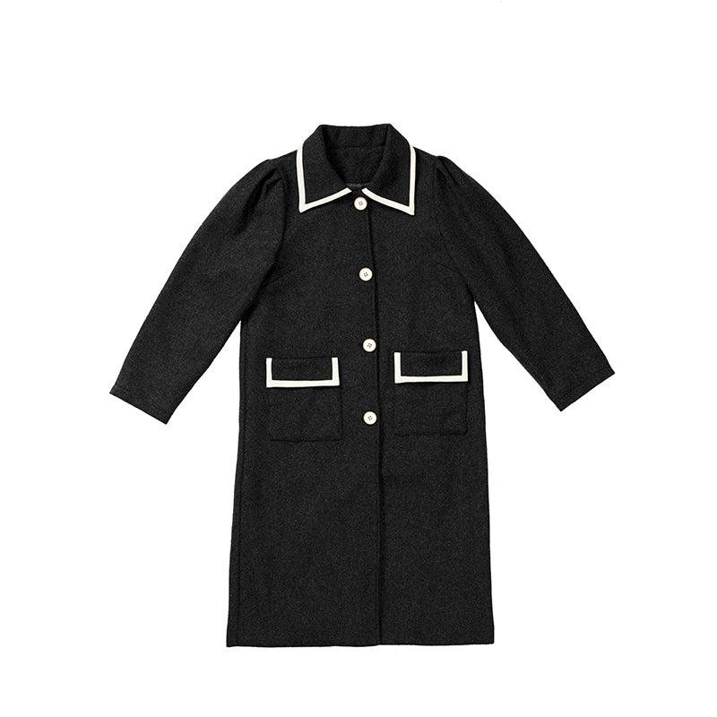 Pre-shou gray retro wool coat