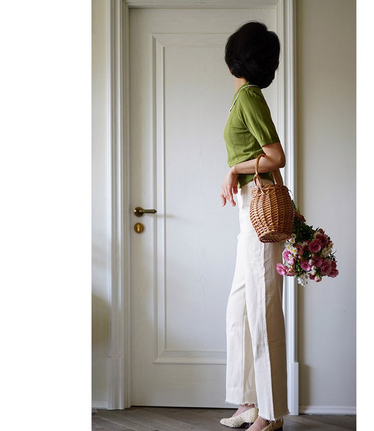 フレンチヴィンテージなカラフルポロニット