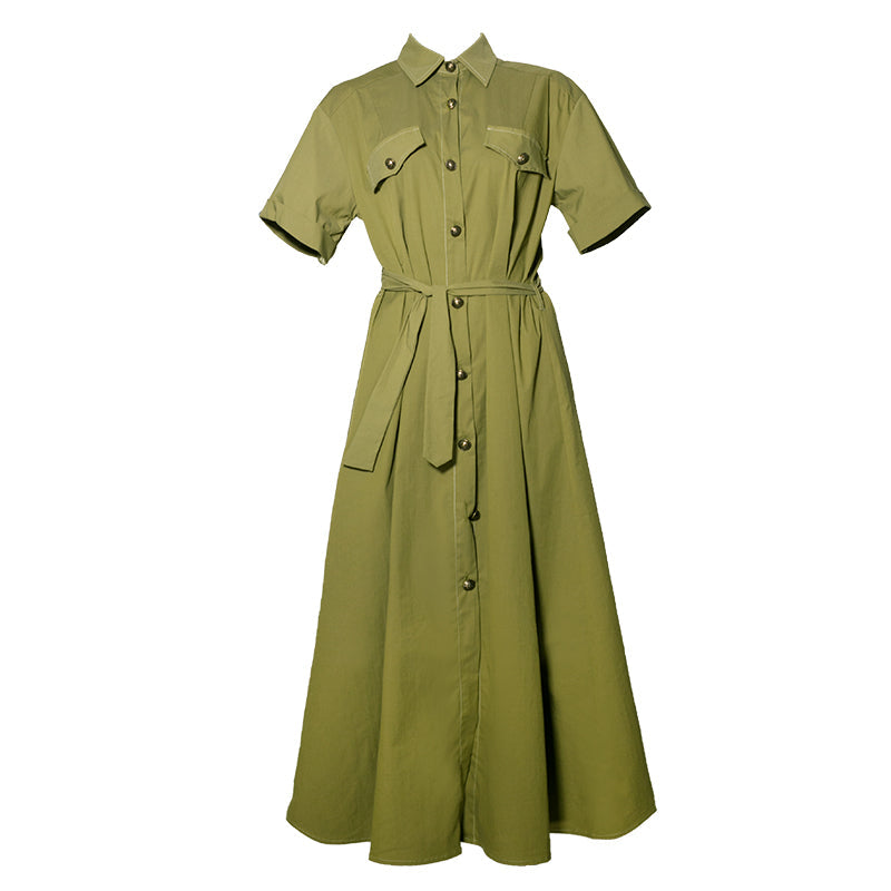 青白橡のお嬢様のワークワンピース