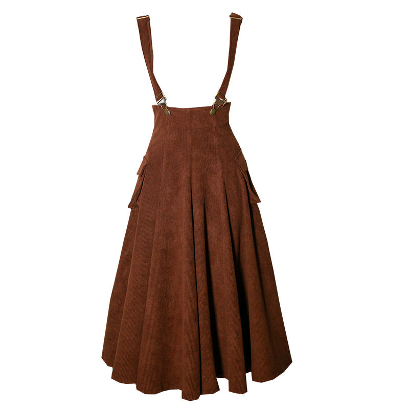 英国少女のコーデュロイジャンパースカート