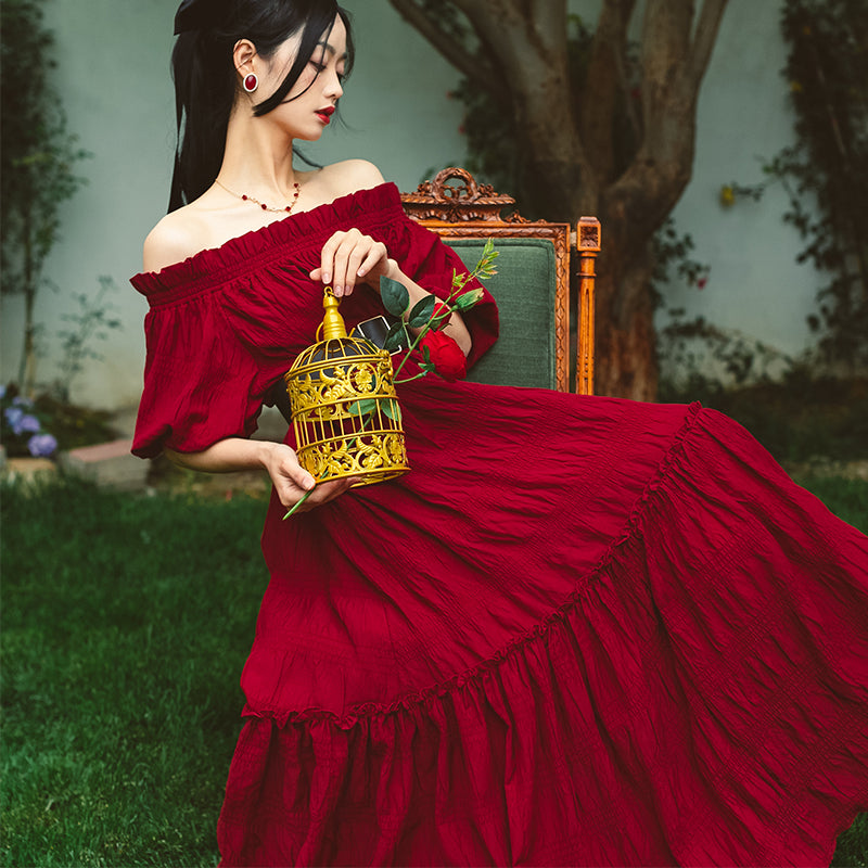 Wine-colored lady's long dress remulia Wine-colored lady's long dress remulia
