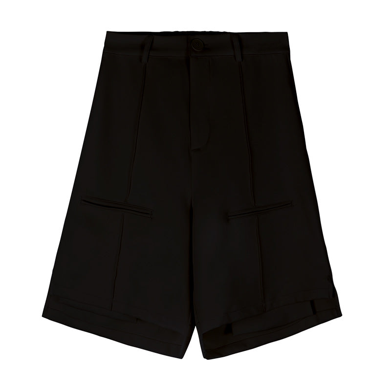 濡羽色アシンメトリーハーフパンツ