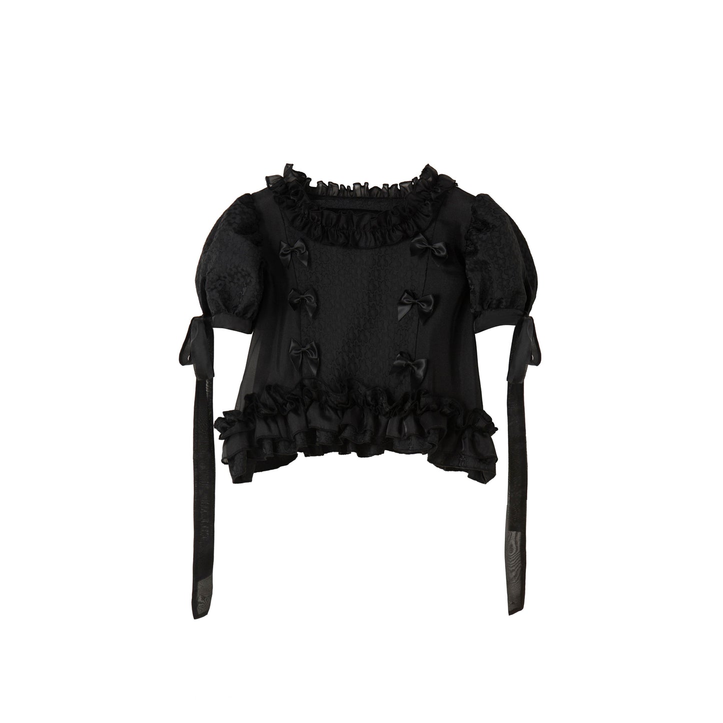 穢れなきお嬢様のフリルリボントップス