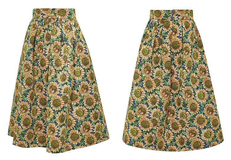 向日葵の花咲くジャガードスカート