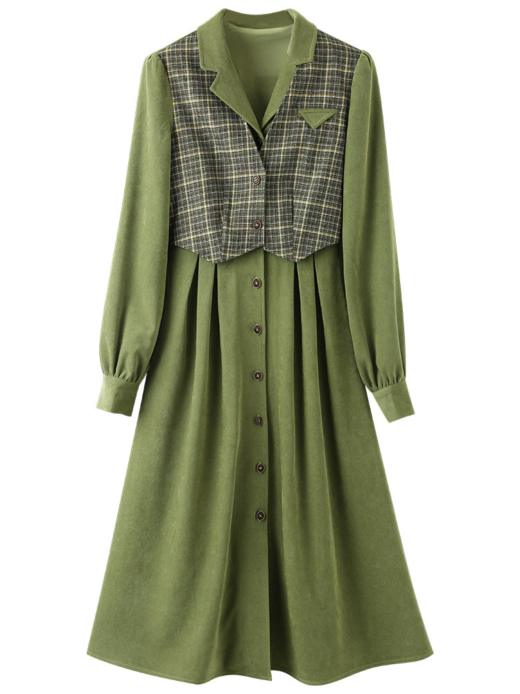 森の葉陰の格子縞ワンピース