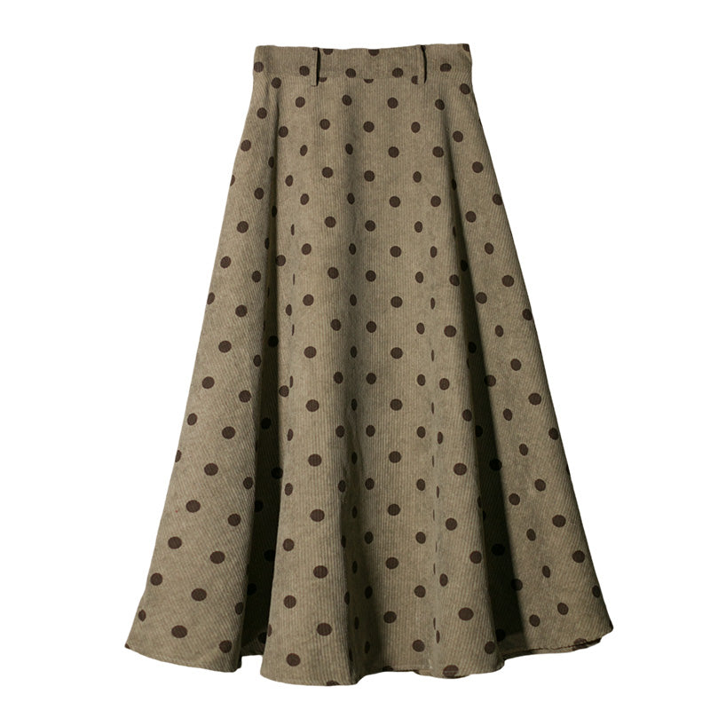 宮廷のお嬢様の水玉柄コーデュロイスカート