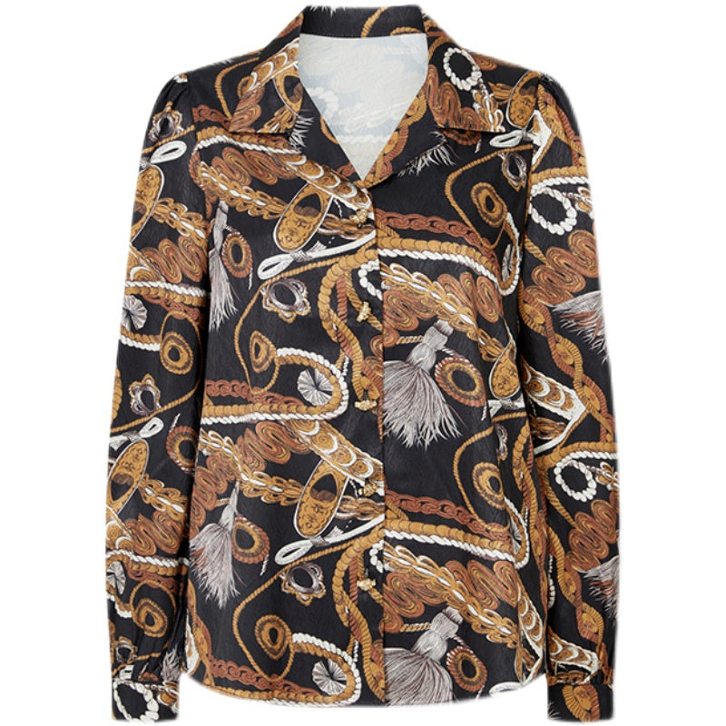 蝋色の麻縄模様ヴィンテージブラウス