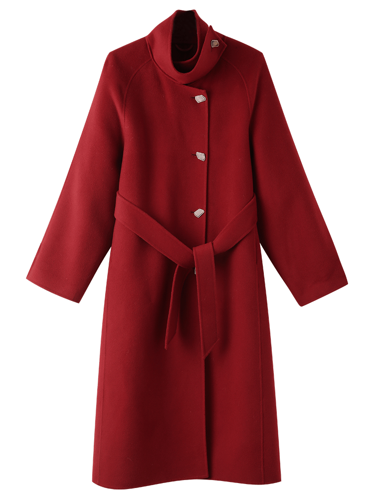 深紅の貴婦人ロングウールコート