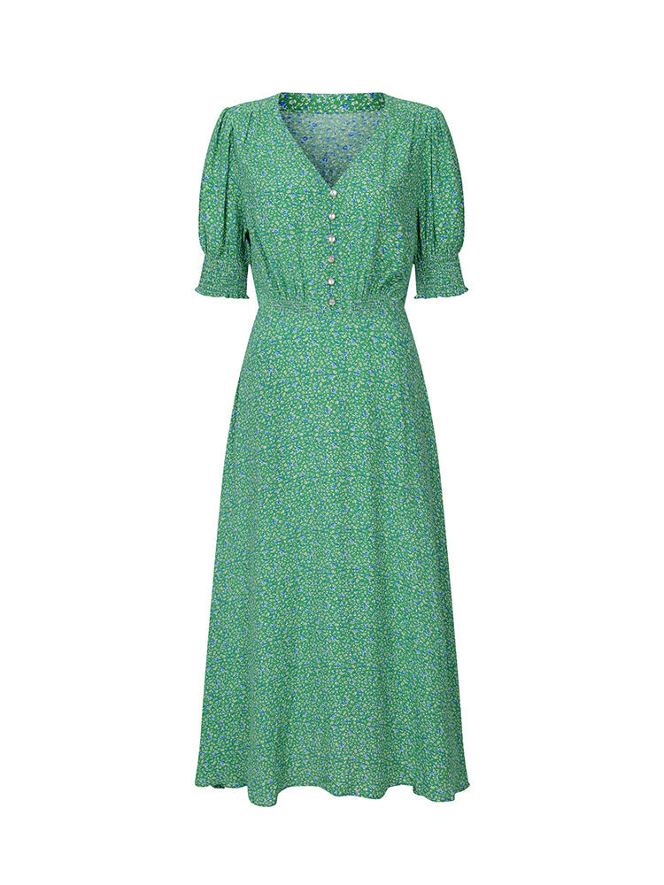 淑女のための花群集フレンチワンピース