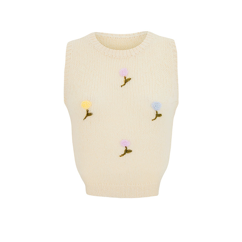 花咲くモヘアニットベスト