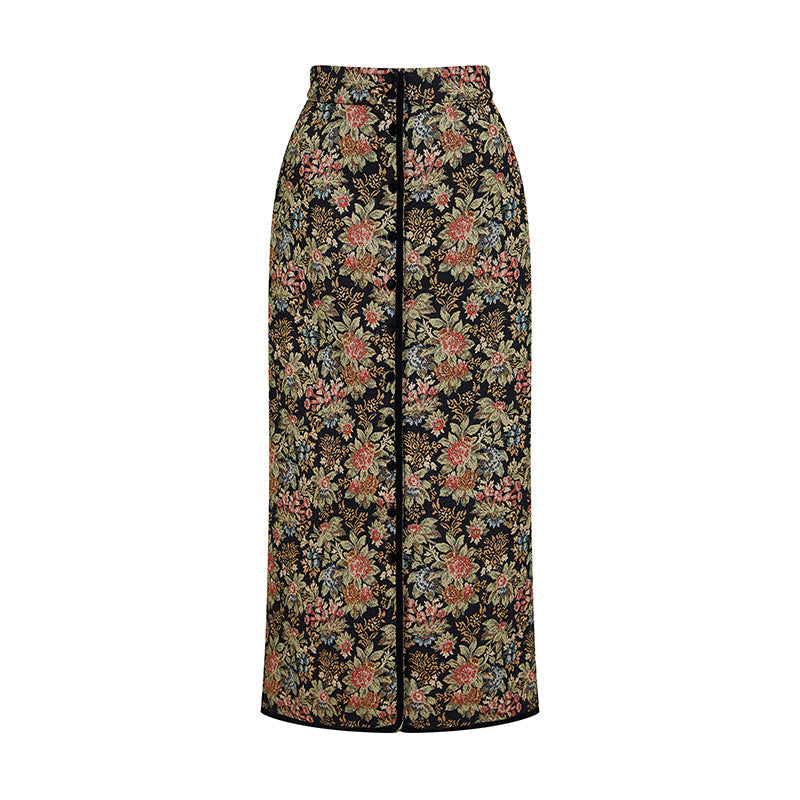 花群集の綵絵ジャガードスカート