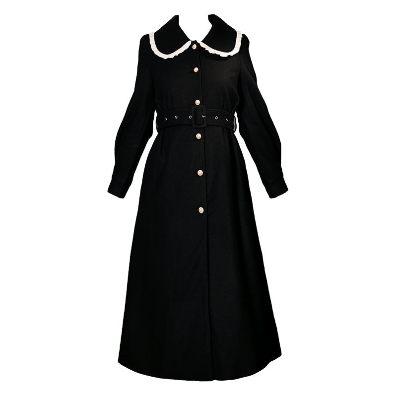 黒の貴婦人ヘップバーンウールコート