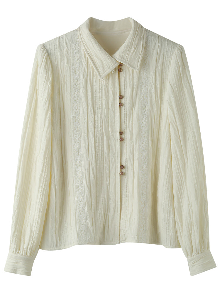 貴婦人の刺繍ハイネックブラウス