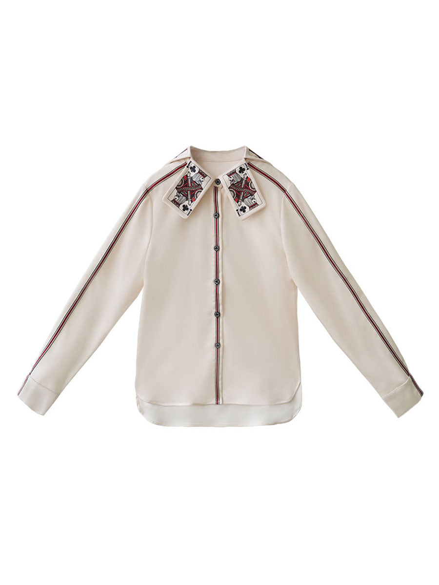 キング絵札の襟装飾ブラウス