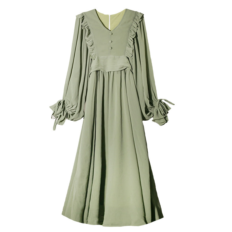 青白橡の貴婦人レトロワンピース