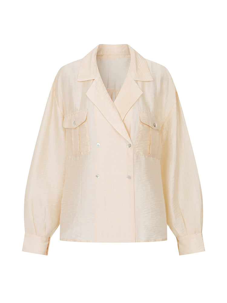 貴婦人ダブルブレストレトロブラウス