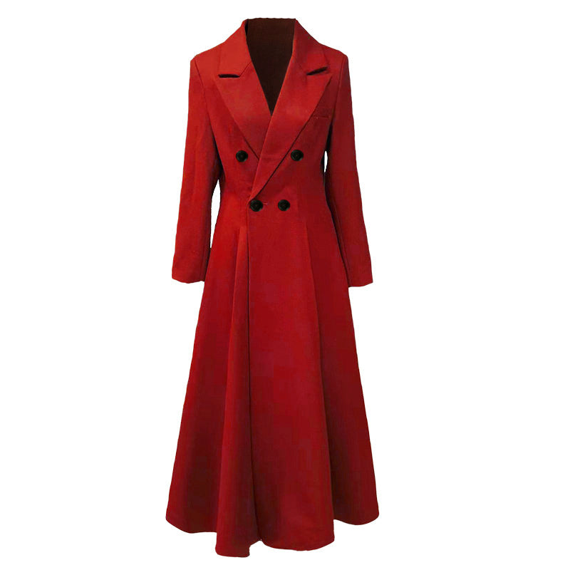 深紅の貴婦人ウールロングコート