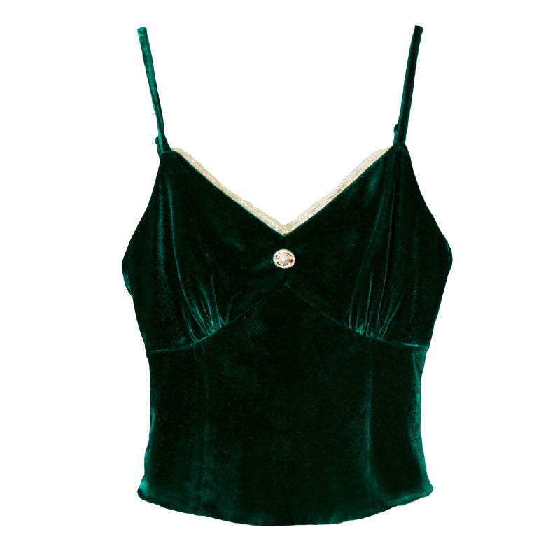 貴婦人の翠緑ベルベットキャミソール
