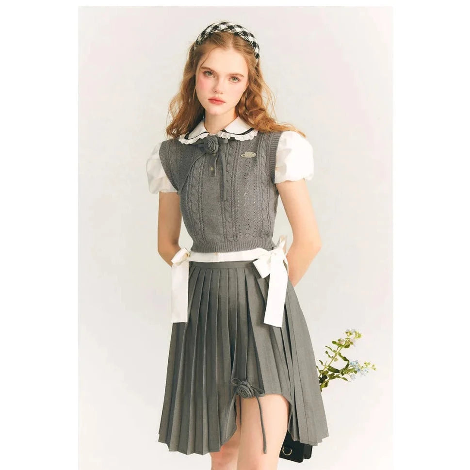 薄墨の文学ポロニットトップス