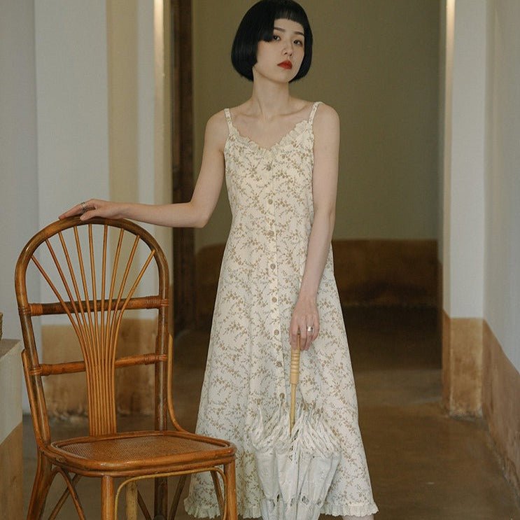Beige floral print cami dress remulia Beige floral print cami dress remulia