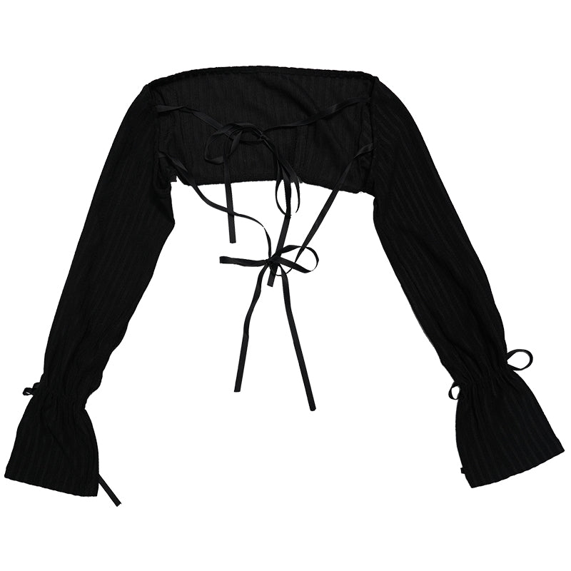 Bow lace knitted sun protection short coat top