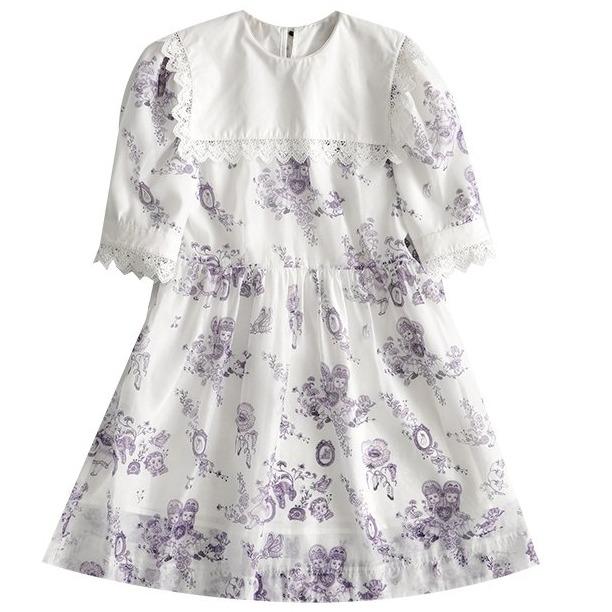 Butterfly Hollow Retro Girl Doll Short Sleeve Dress