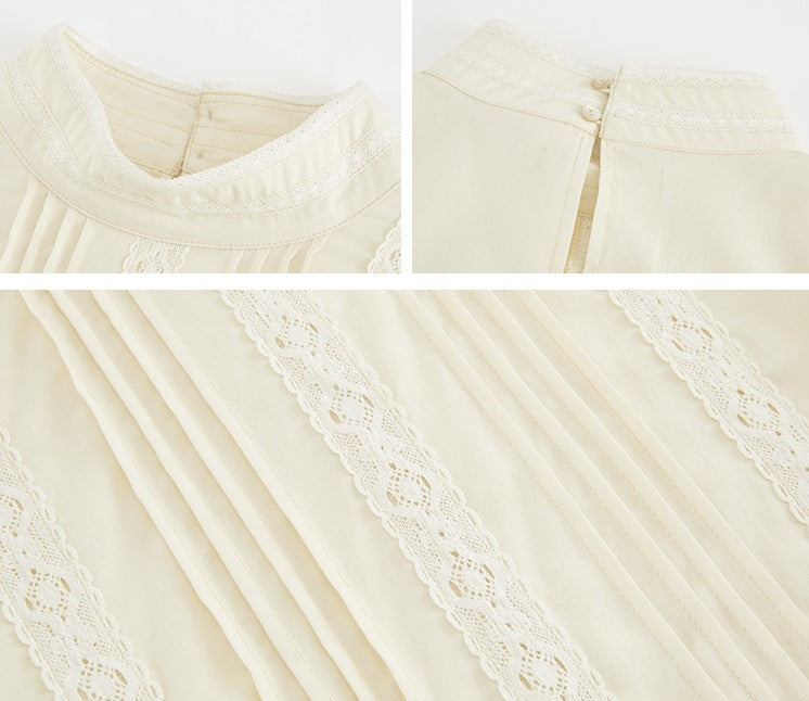 刺繍装飾のクラシカルブラウス