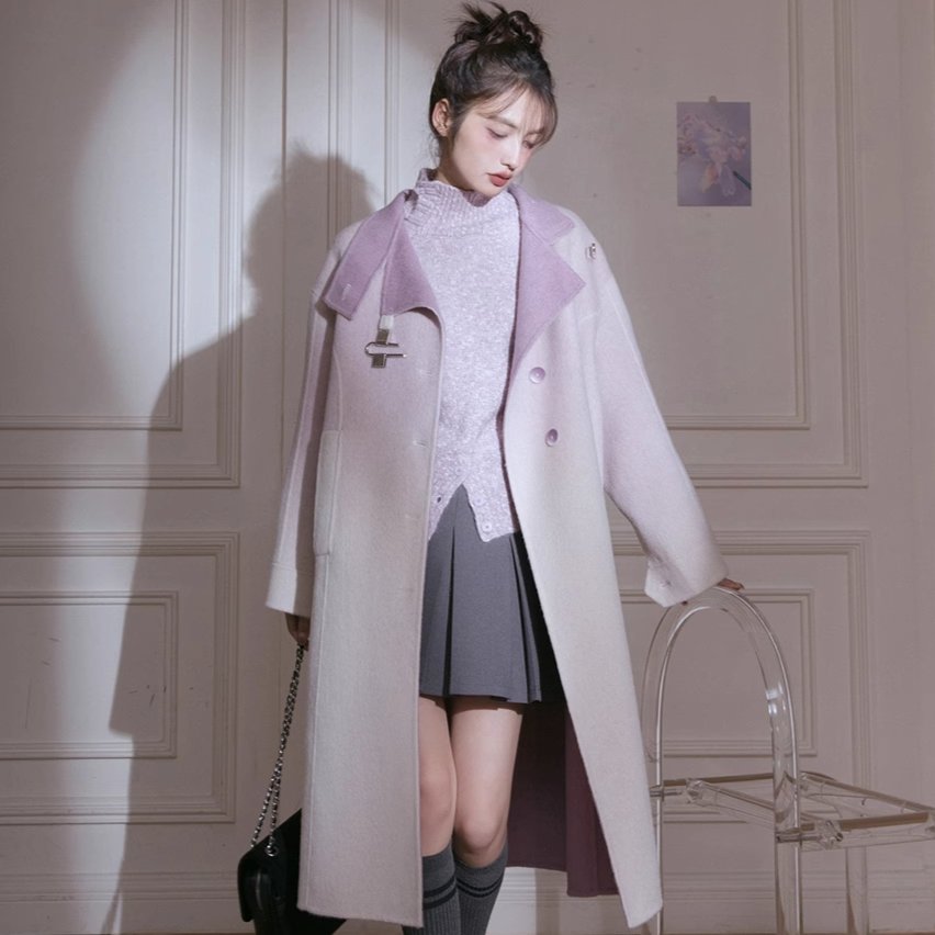 Cherry blossom pink Chinese style high collar sweater