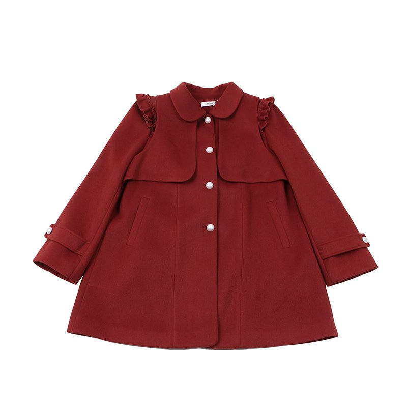 Christmas Red Big Bow Knot Wool Coat Coat