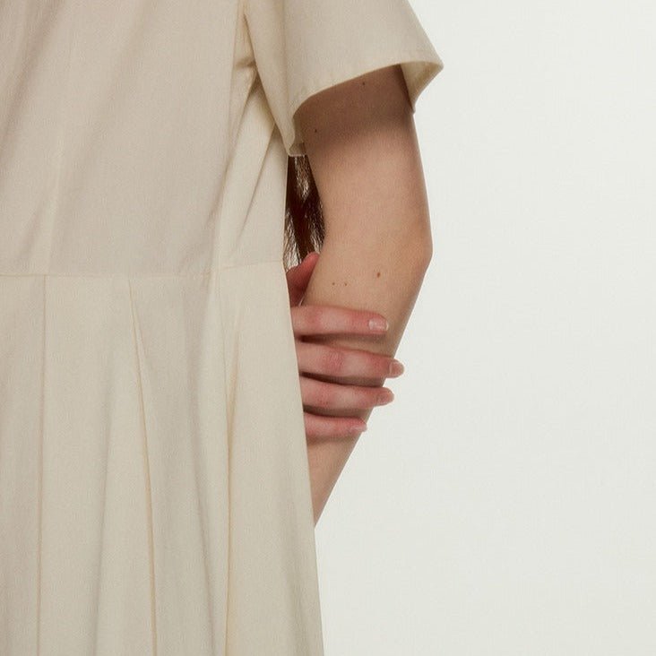 Classic girl porcelain white silk cotton shirt dress