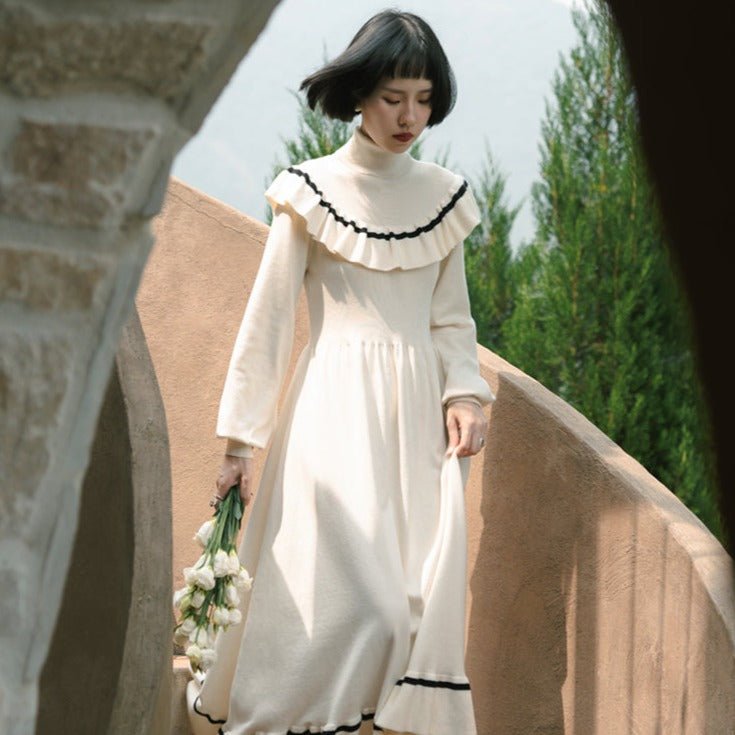 knee length dresses for ladies Western lady big collar long dress remulia knee length dresses for ladies Western lady big collar long dress remulia
