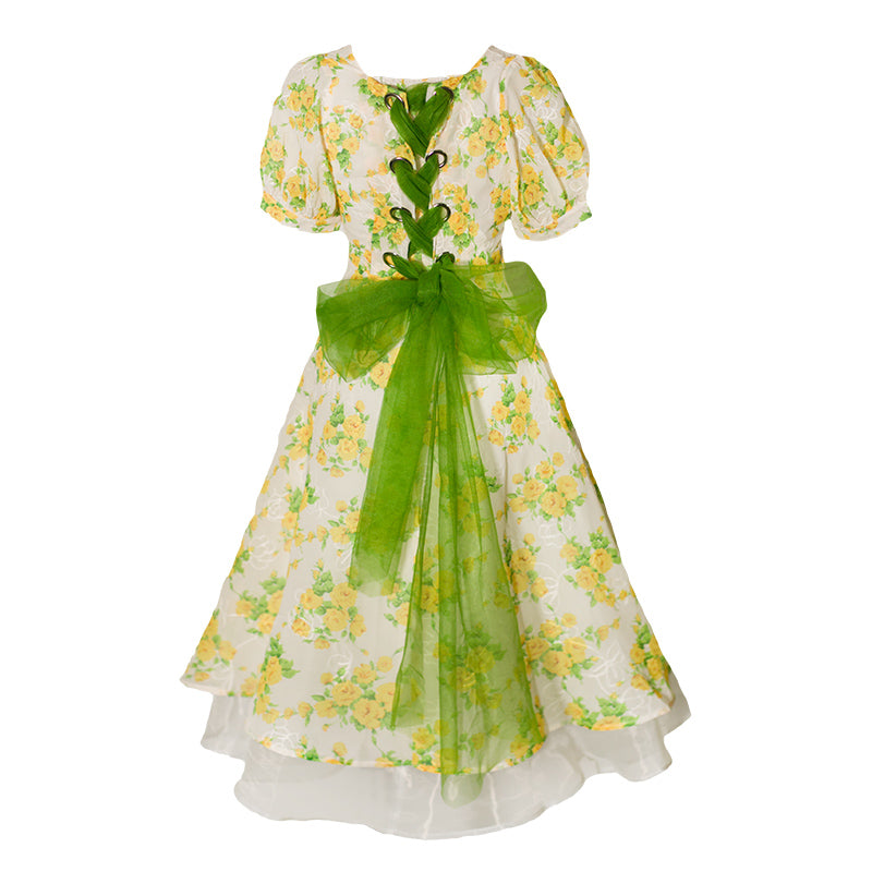 星明かりの花柄刺繍ワンピース