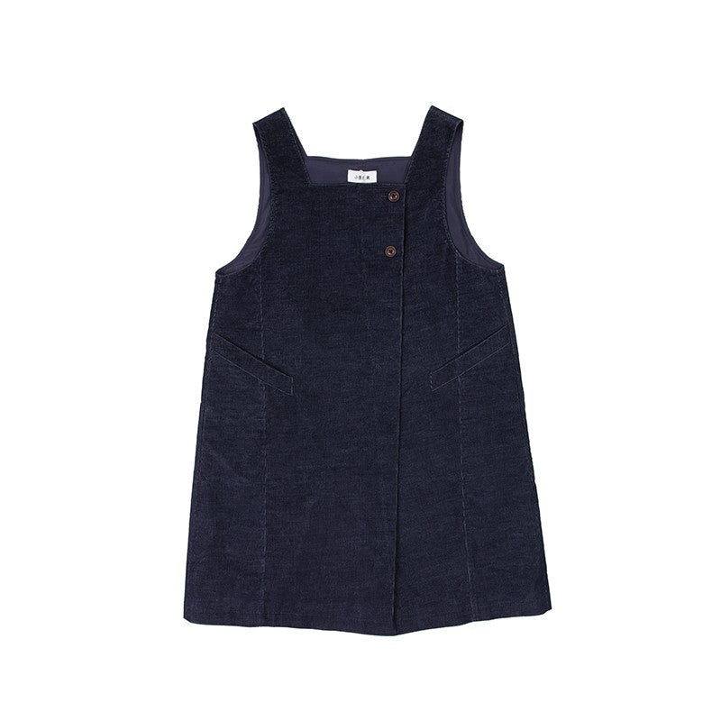 Denim square collar vest high waist sleeveless dress