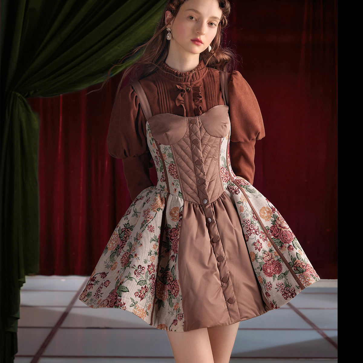 Oil painting floral ballet dress and pleated blouse – remulia