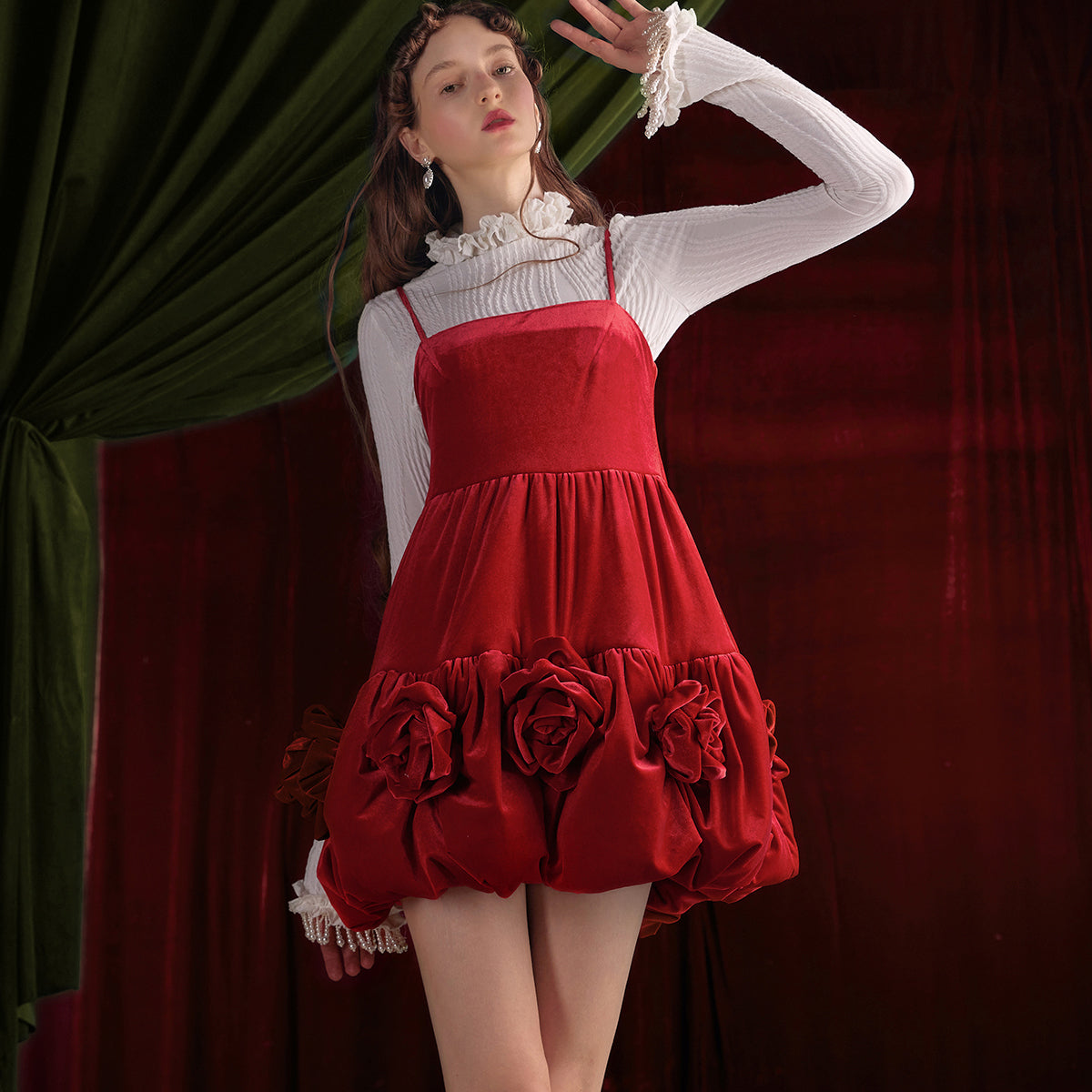 red rose petal dress Amore Bias Cut Maxi Dress