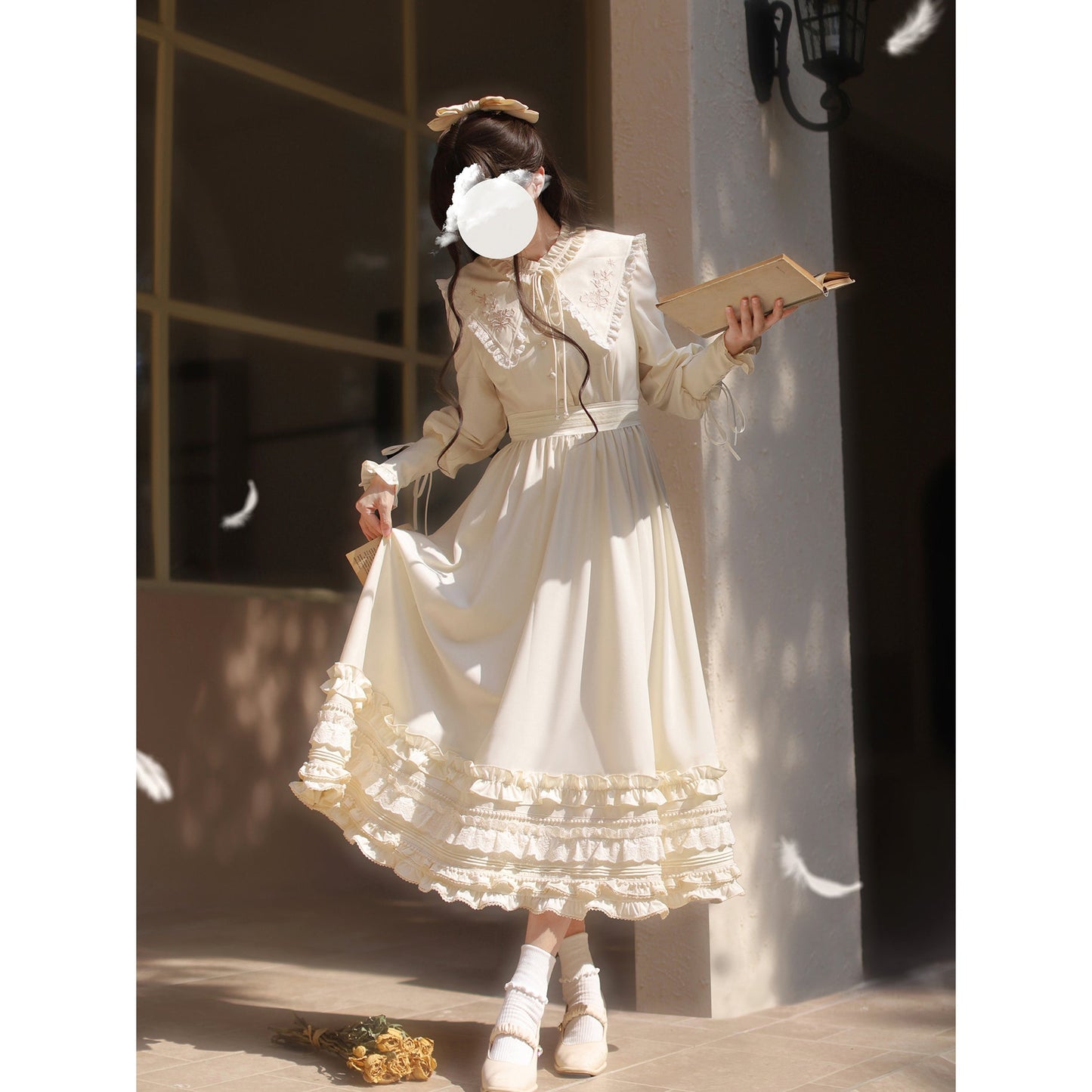 奏鳴曲を奏でる刺繍クラシカルワンピース