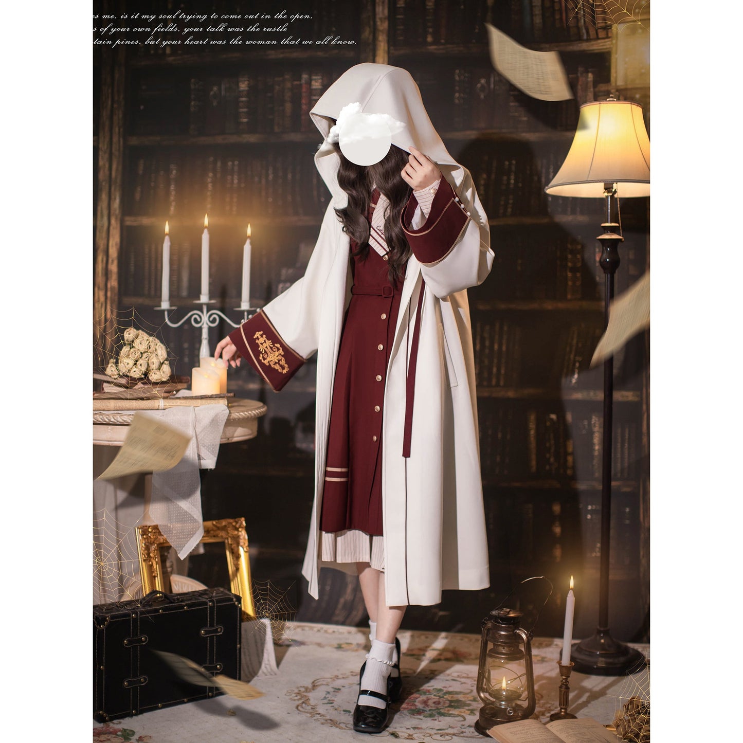 魔法少女の文学刺繍ロングコート