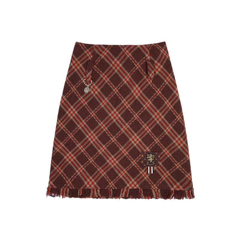 魔法学校の格子柄ハーフスカート