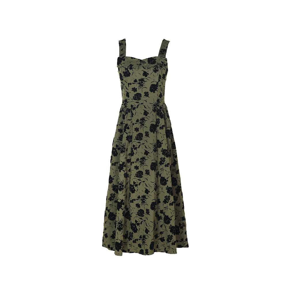 灰緑の薔薇柄ジャンパースカート