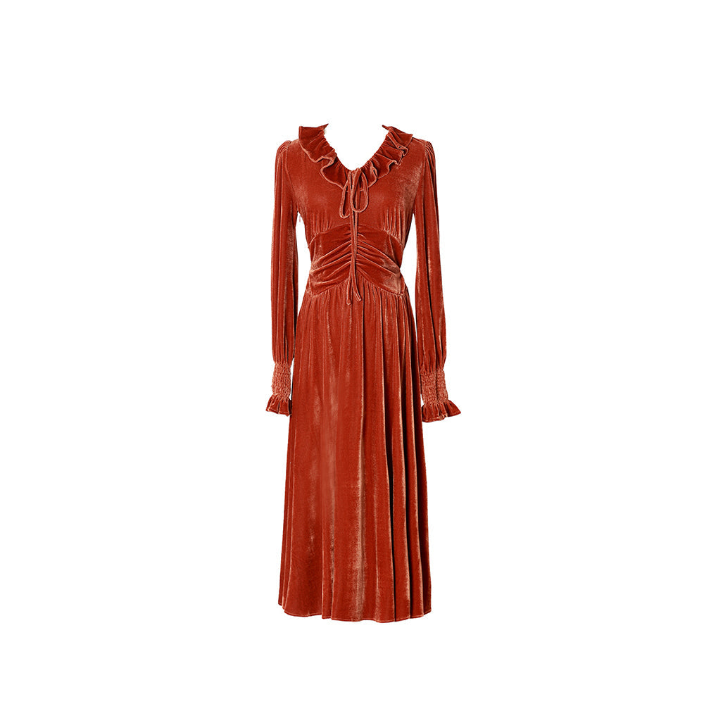 真朱の王妃のベルベットワンピース