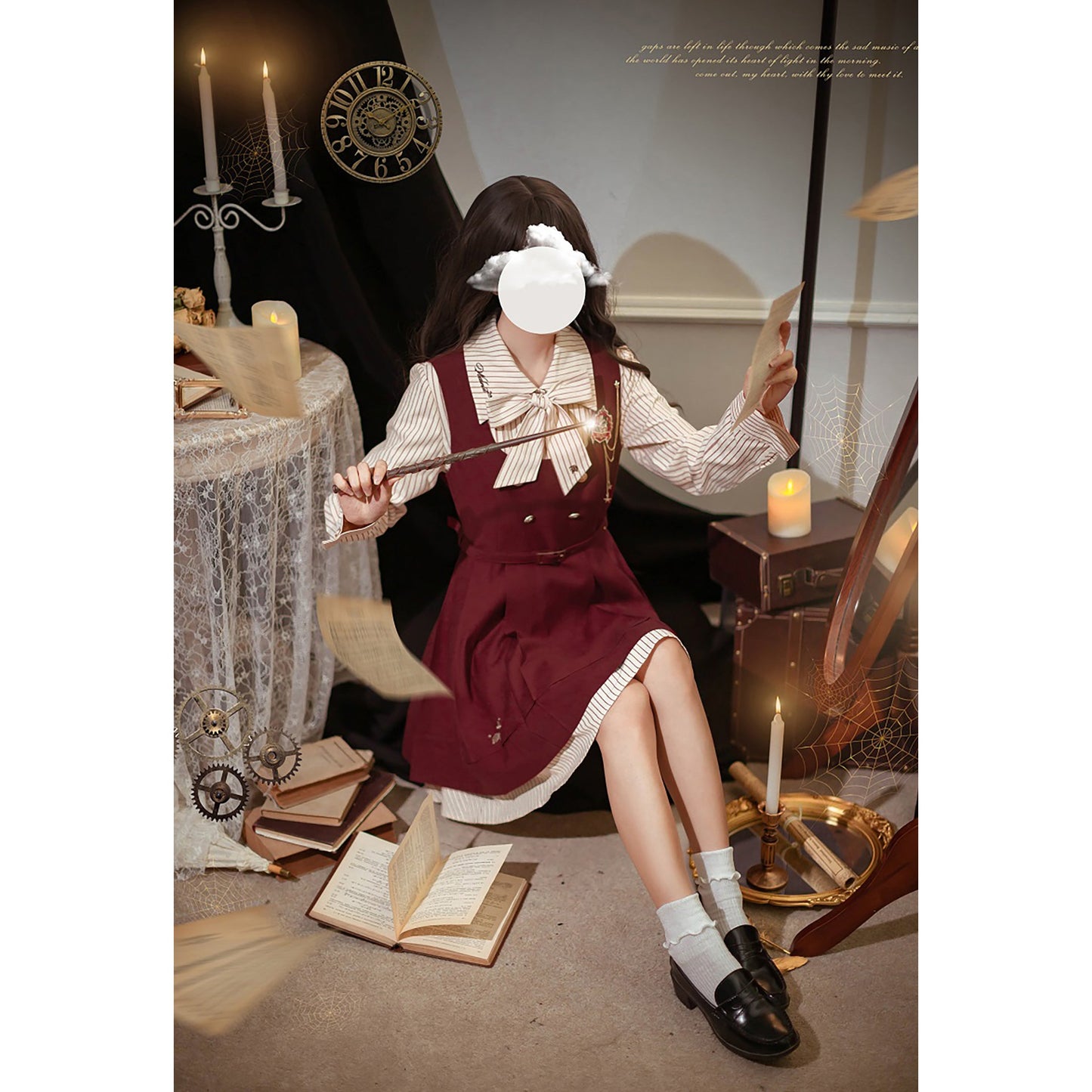 魔法少女の文学ジャンパースカートとシャツワンピース