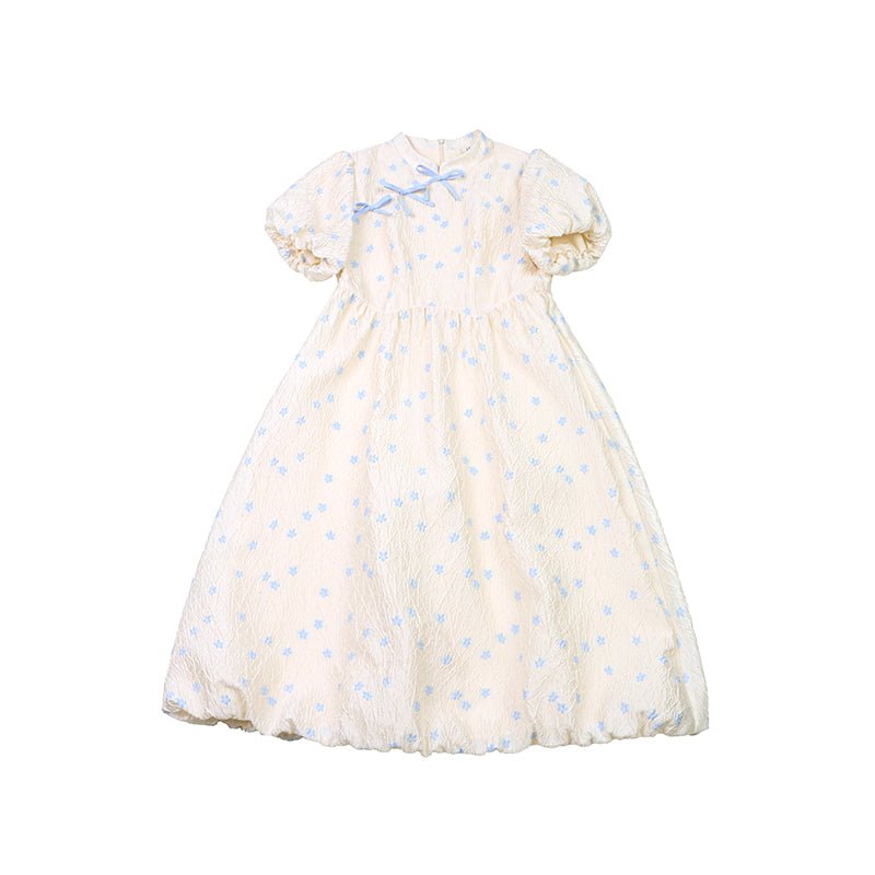 Improved cheongsam skirt temperament flower bud sleeve dress