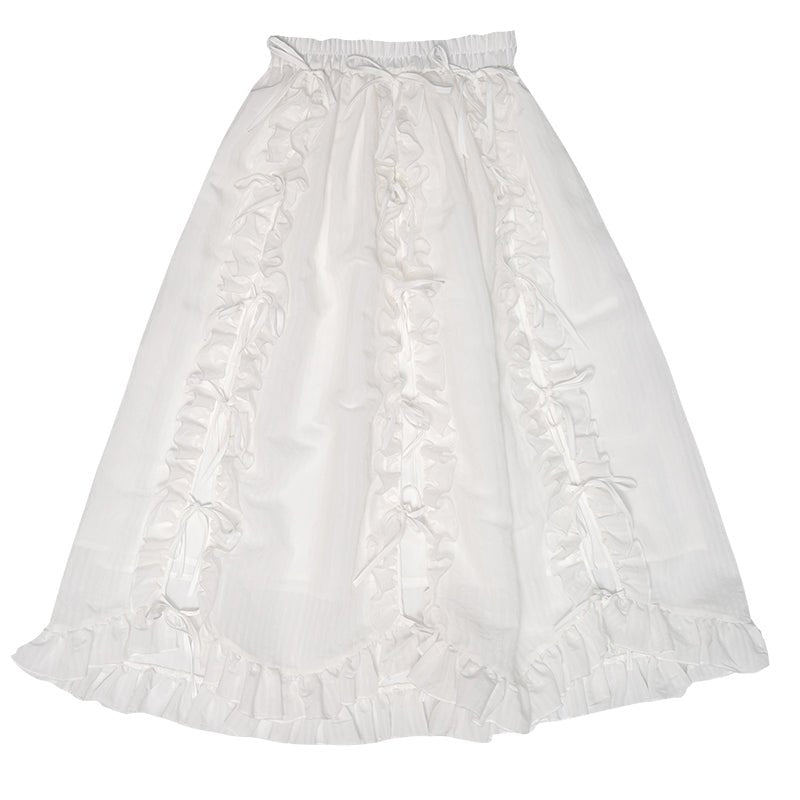 Lace strap bow petal elastic princess long skirt