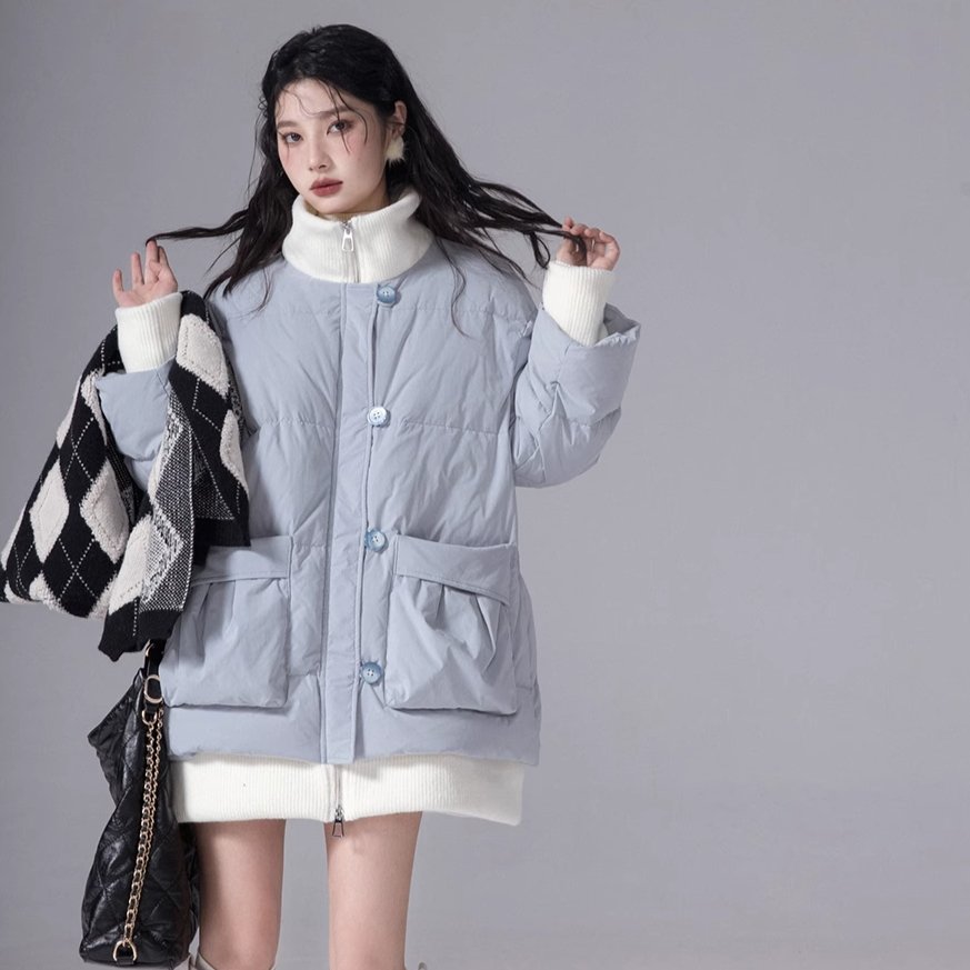 Little Puff Blue White Duck Down Jacket