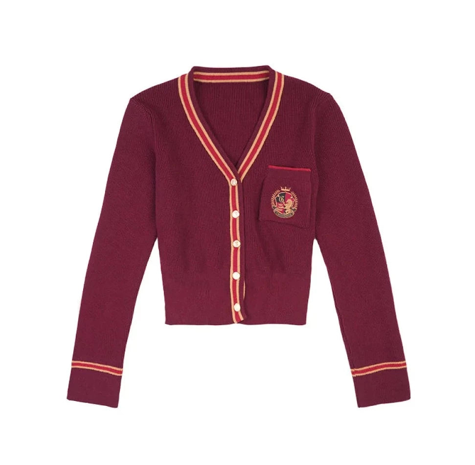 魔法学校の刺繍ニットカーディガン