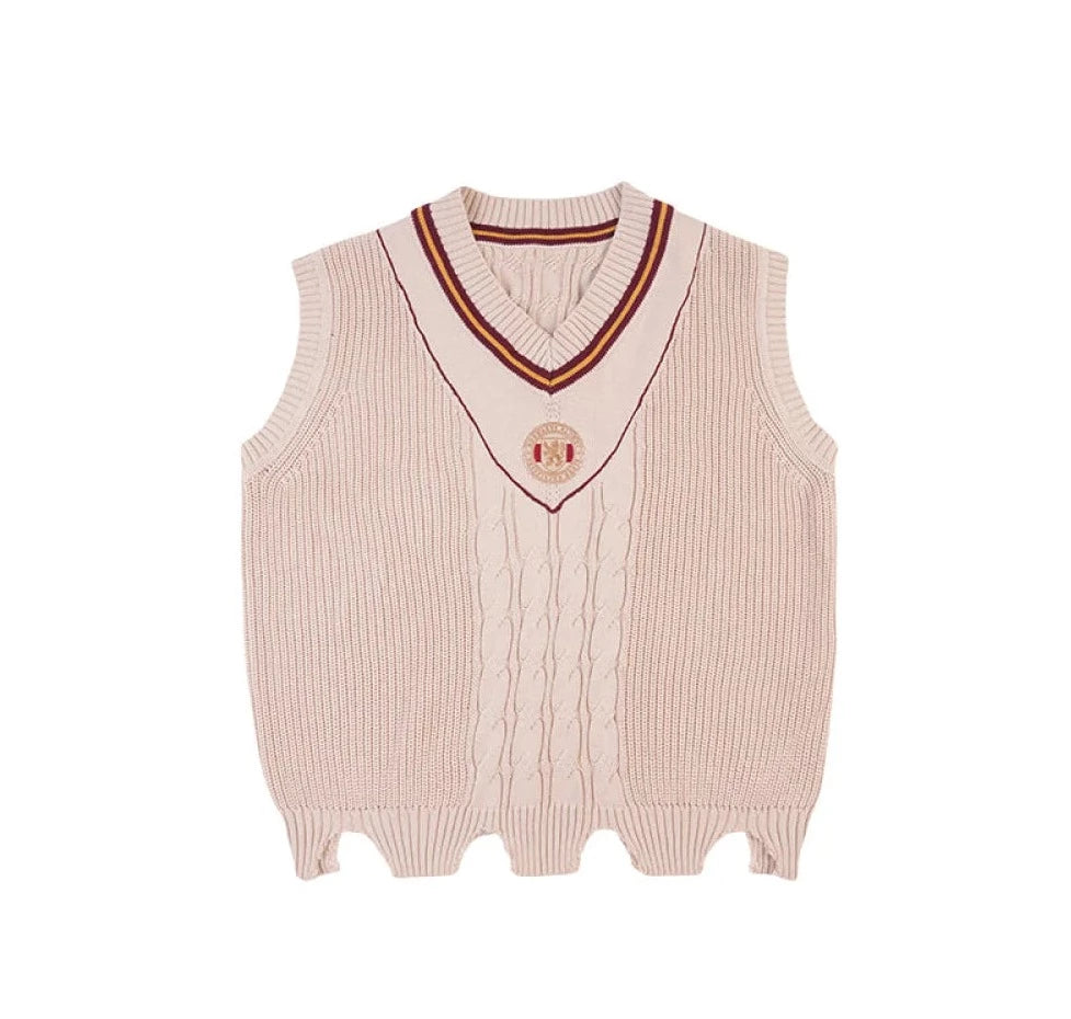 魔法学校の刺繍ルーズニットベスト