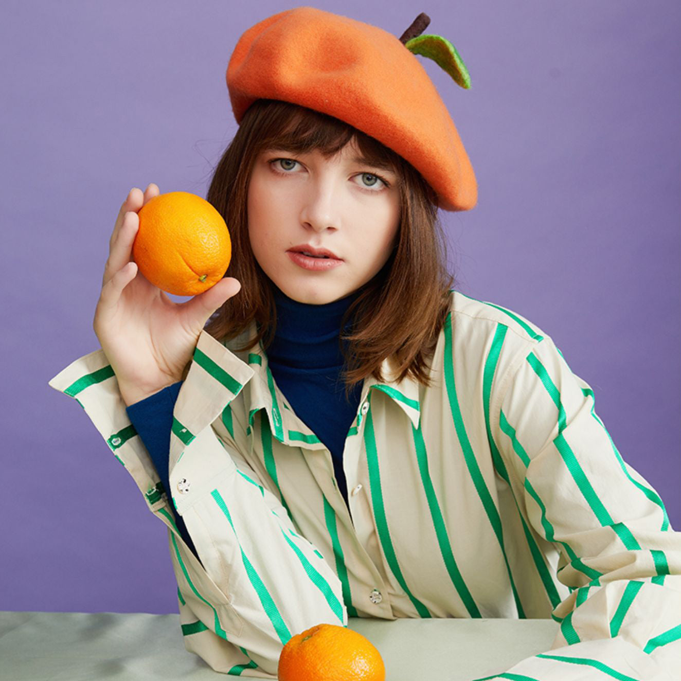 蜜柑果実のベレー帽