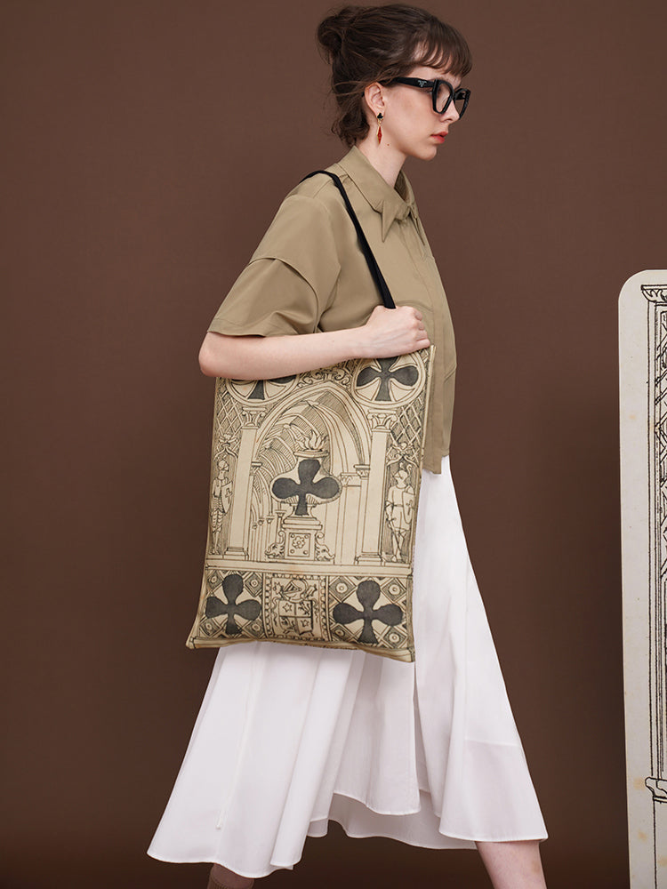 西洋木版のトランプ柄トートバッグ